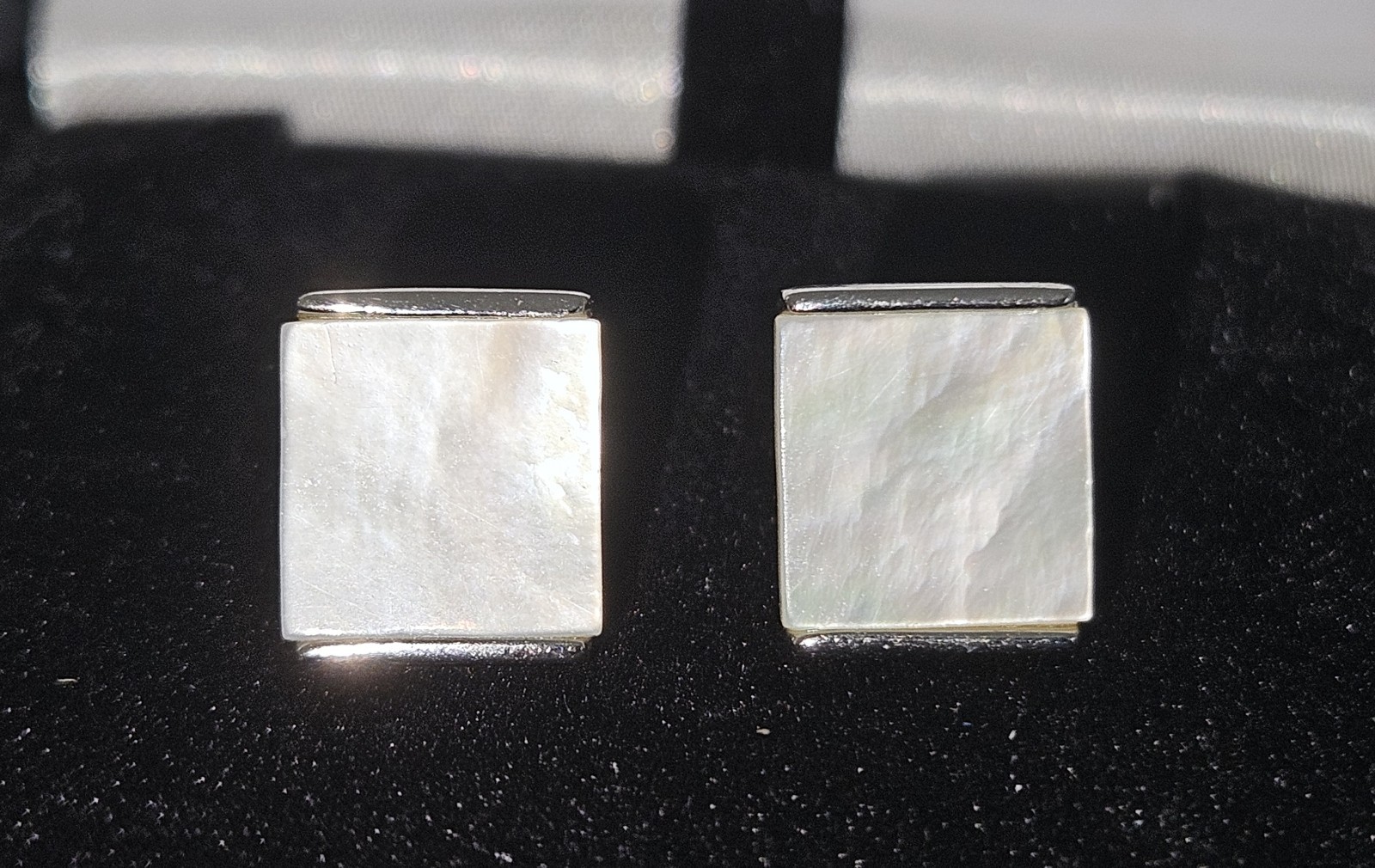 Sterling Silver 925 Square Mother Of Pearl Stud Earrings I/2 Inch Minimalist