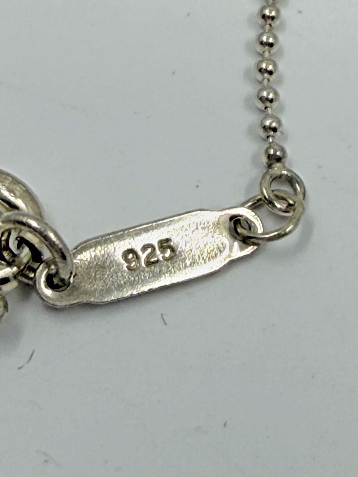 925 Tiffany & Co. Initial “M” Disc Pendant Beaded Necklace 18 Inches 6.3 grams