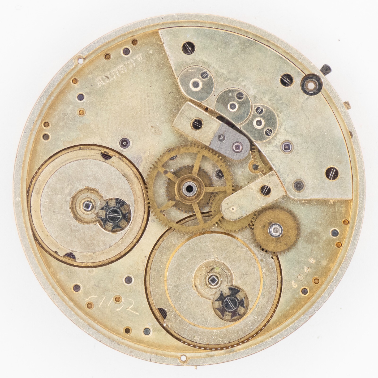 Partial A.C. Gunn 41.2 mm Quarter Second Jump Antique Pocket Watch Movement