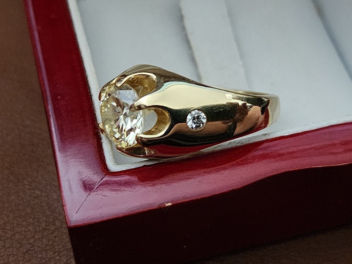GIA CERTIFIED 14K YELLOW GOLD 2.72CT DIAMOND MENS RING 9.25 11.1GR
