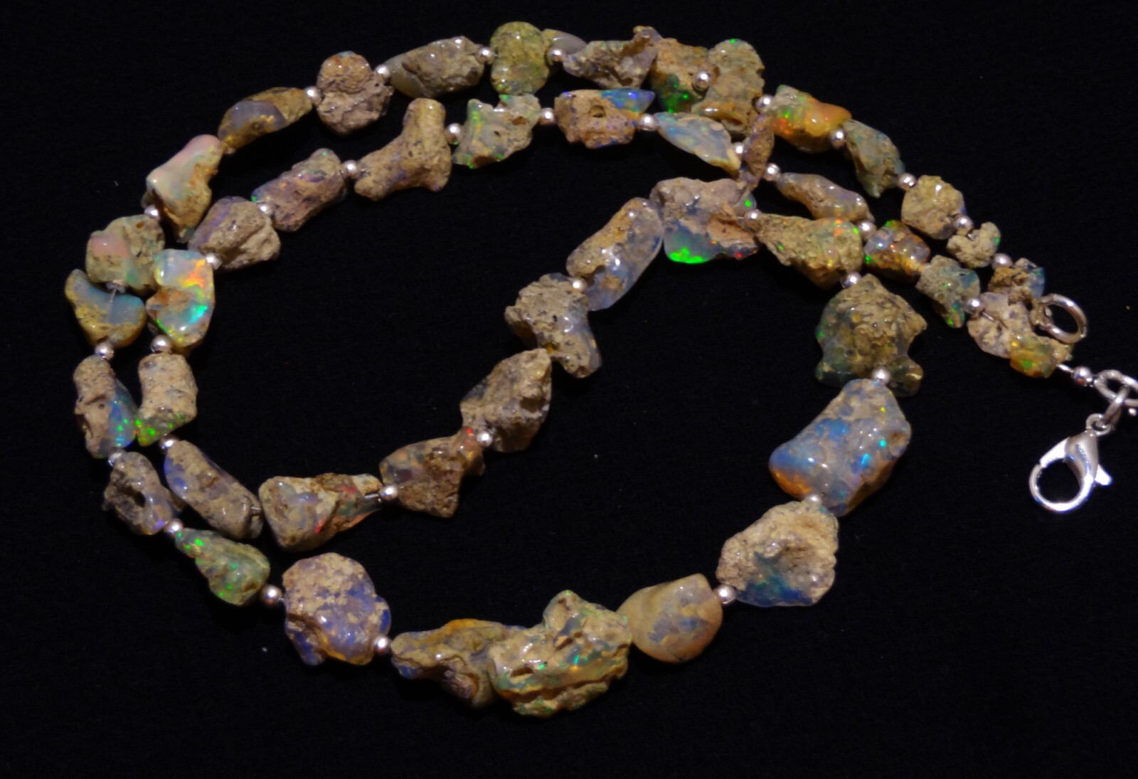 Rainbow Fire Opal Rough 7 to 13 mm Size Freeform Nugget Beads Necklace 18″