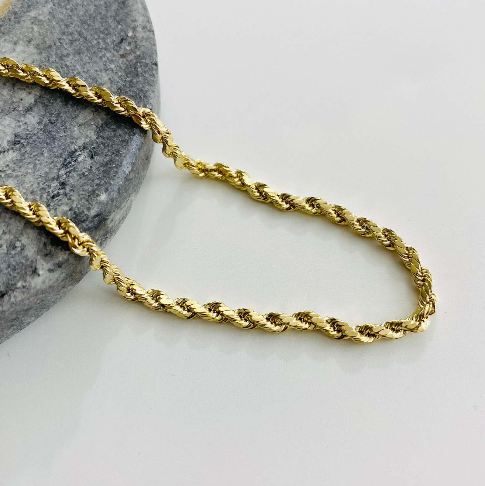 10K Real Gold Diamond Cut 2.8mm Rope 9″ Anklet Bracelet, 10k Gold Anklet – GA25