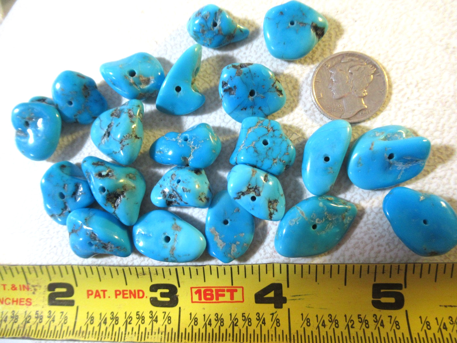 ~SALE~ SLEEPING BEAUTY TURQUOISE 40g. LARGE DRILLED 14X13mm TO 21X14mm #848