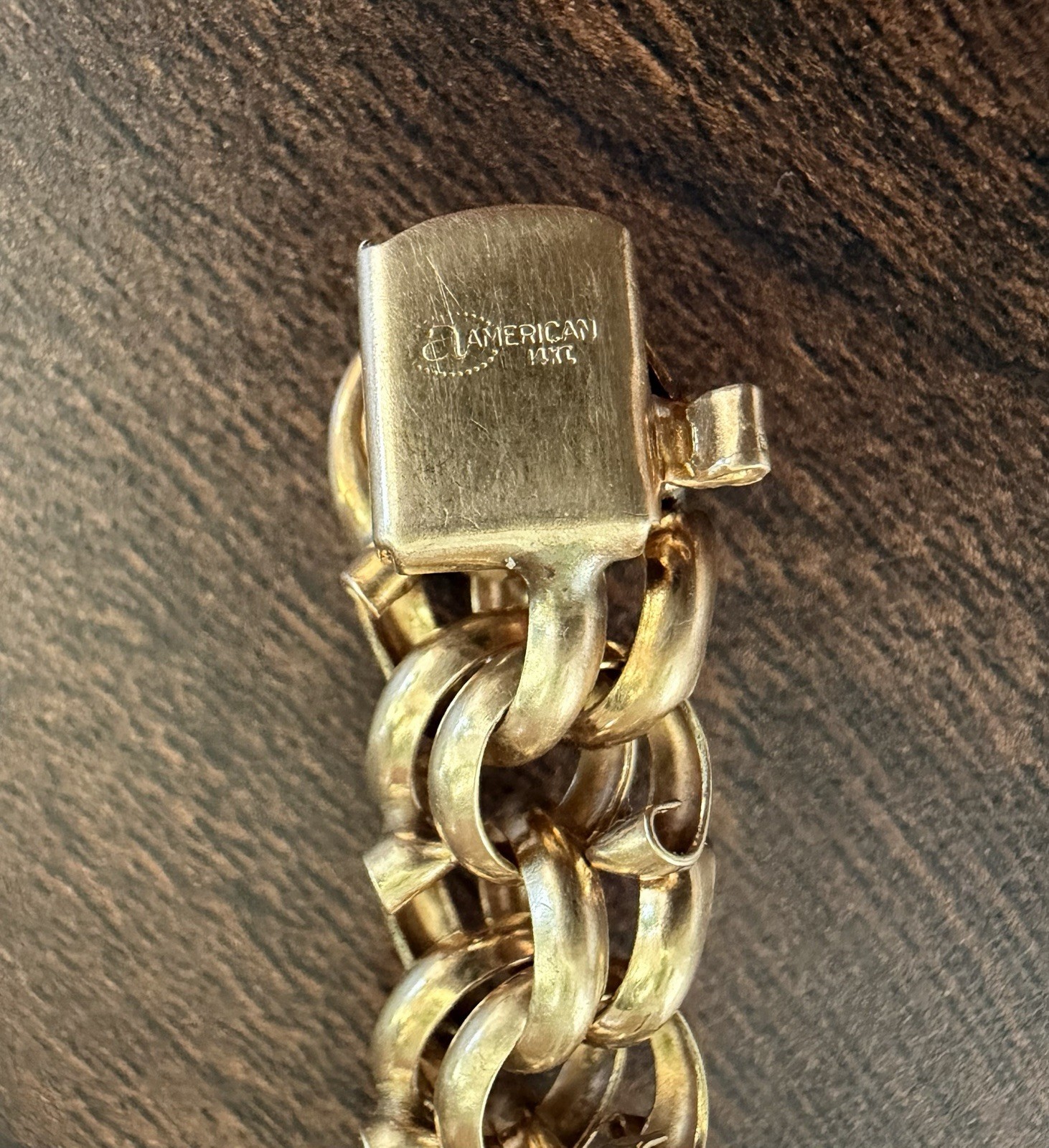Vintage , American Jewelry 14K Gold Bracelet 7.5 inch Signed