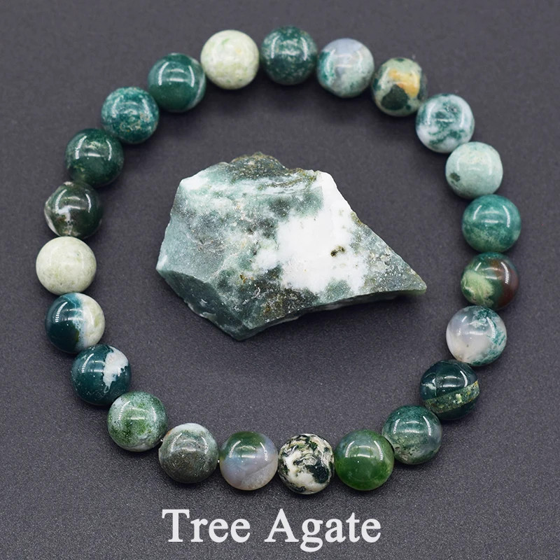 Natural Moss Agate Stone Bracelet Beaded Patterned Layered Modern Women Jewelry