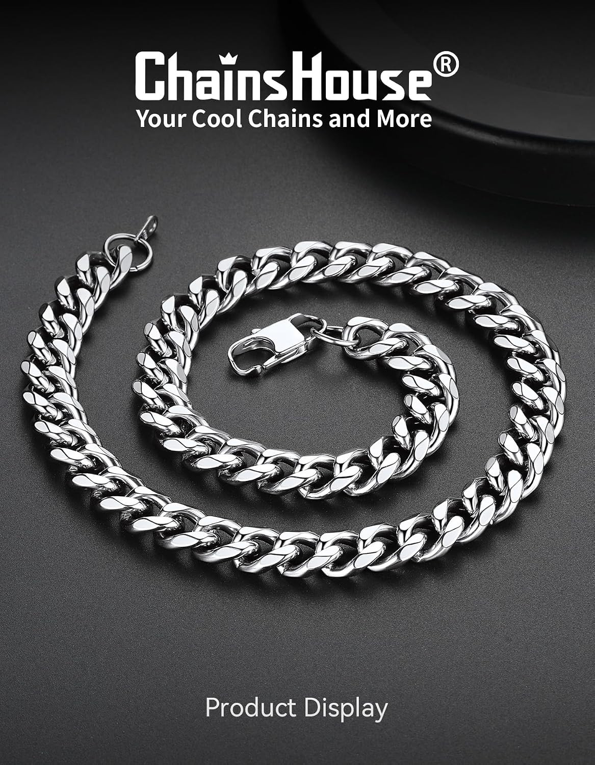 Miami Cuban Chain Necklace for Men Women, 3Mm/6Mm/9Mm/12Mm Width, 316L Stainless