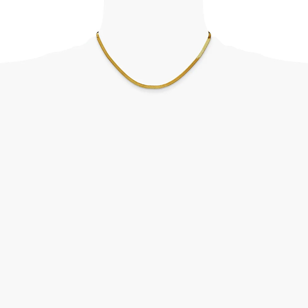 14K Yellow Gold 3mm Silky Herringbone Chain Necklace 16″-24″