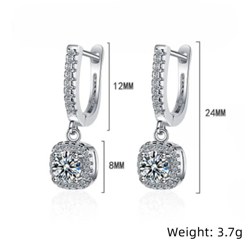 2CT Moissanite Huggie Hoop Earrings for Women 925 Sterling Silver Dainty Jewelry