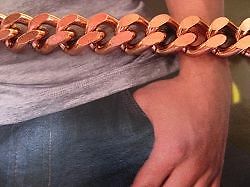Solid copper bracelet CB709G – 7/16″ wide. Available in 8 to 11 inch lengths.