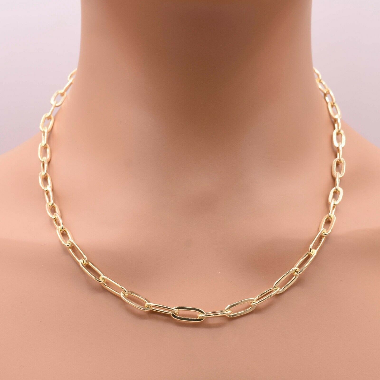 5.4mm Paperclip Chain Necklace 14K Yellow Gold-Plated Sterling Silver 925 20″