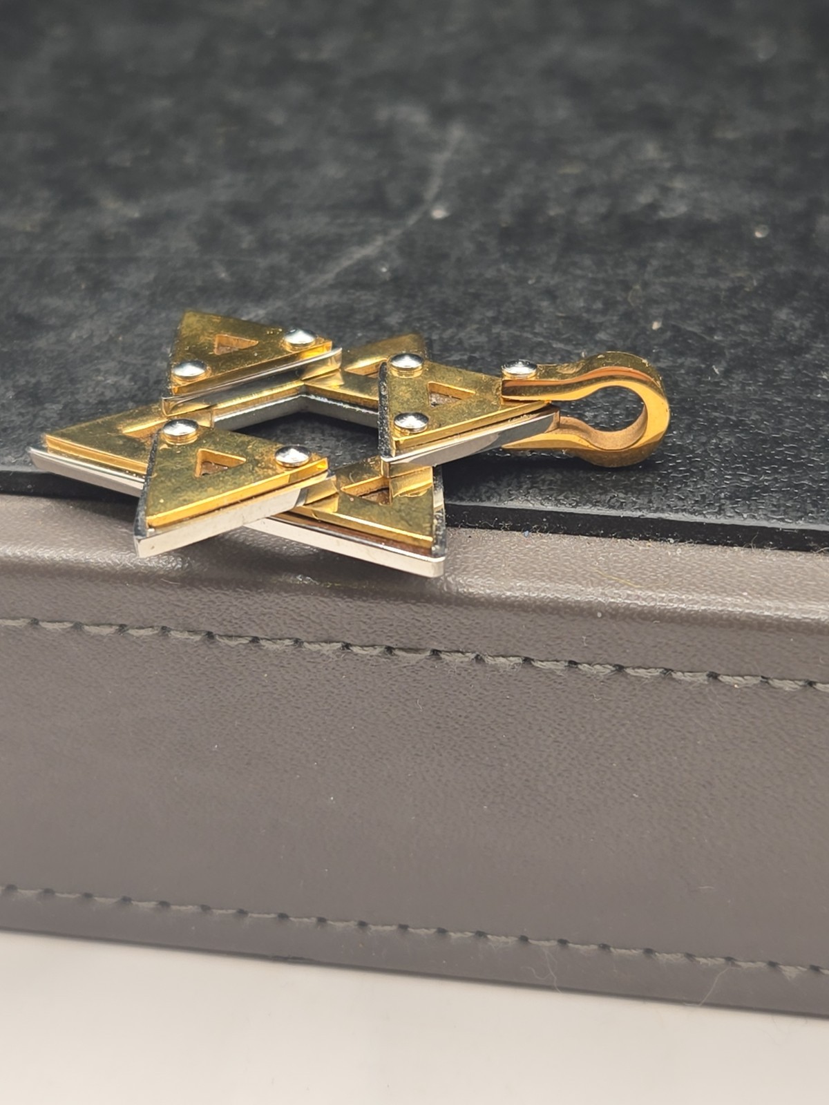 Karis Stainless Steel 2 Tone Star Of David 1.25 Inch Pendant (I-5)