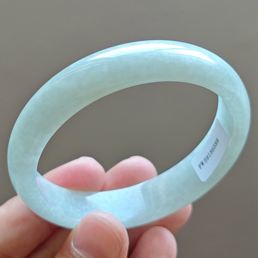 61mm Natural White Jadeite Jade Bracelets Burma Jade Bracelet Bangle 3424