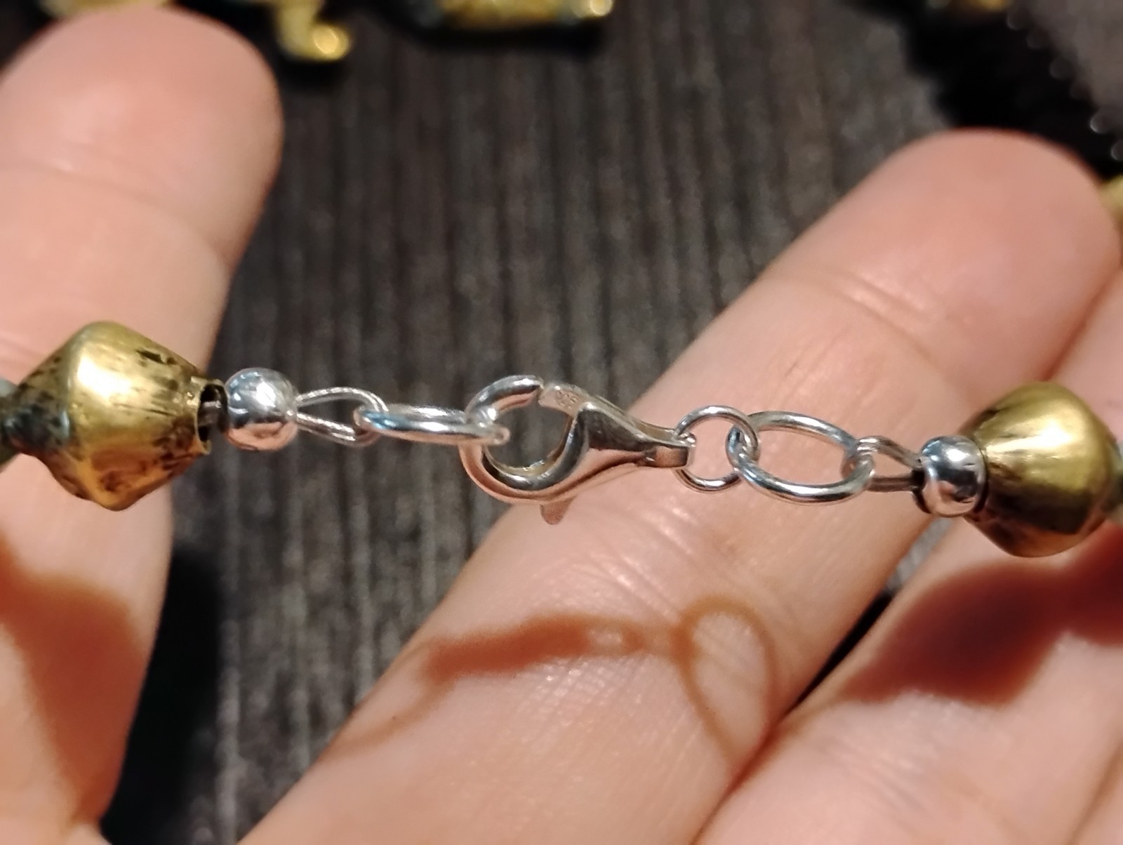 Glass Trade Bead Lizard Brass Pendant Reptilian Necklace