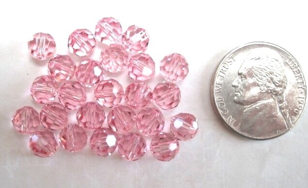 25 pc SWAROVSKI CRYSTAL LIGHT ROSE 6mm Loose PINK BEADS #5000 Round, October
