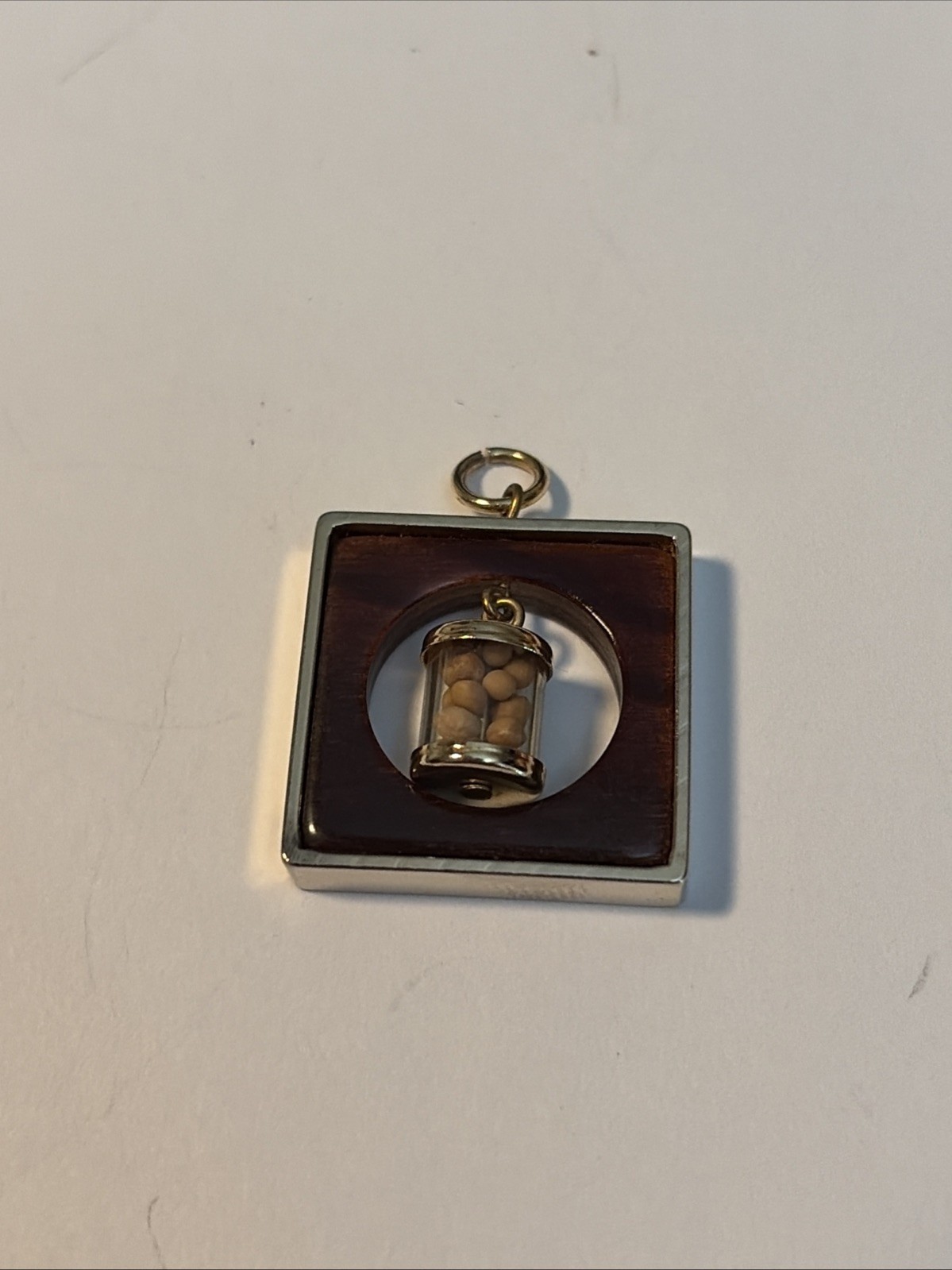Vintage Rare Mustard Seed Faith Pendant Charm-capsule Dangles In Square