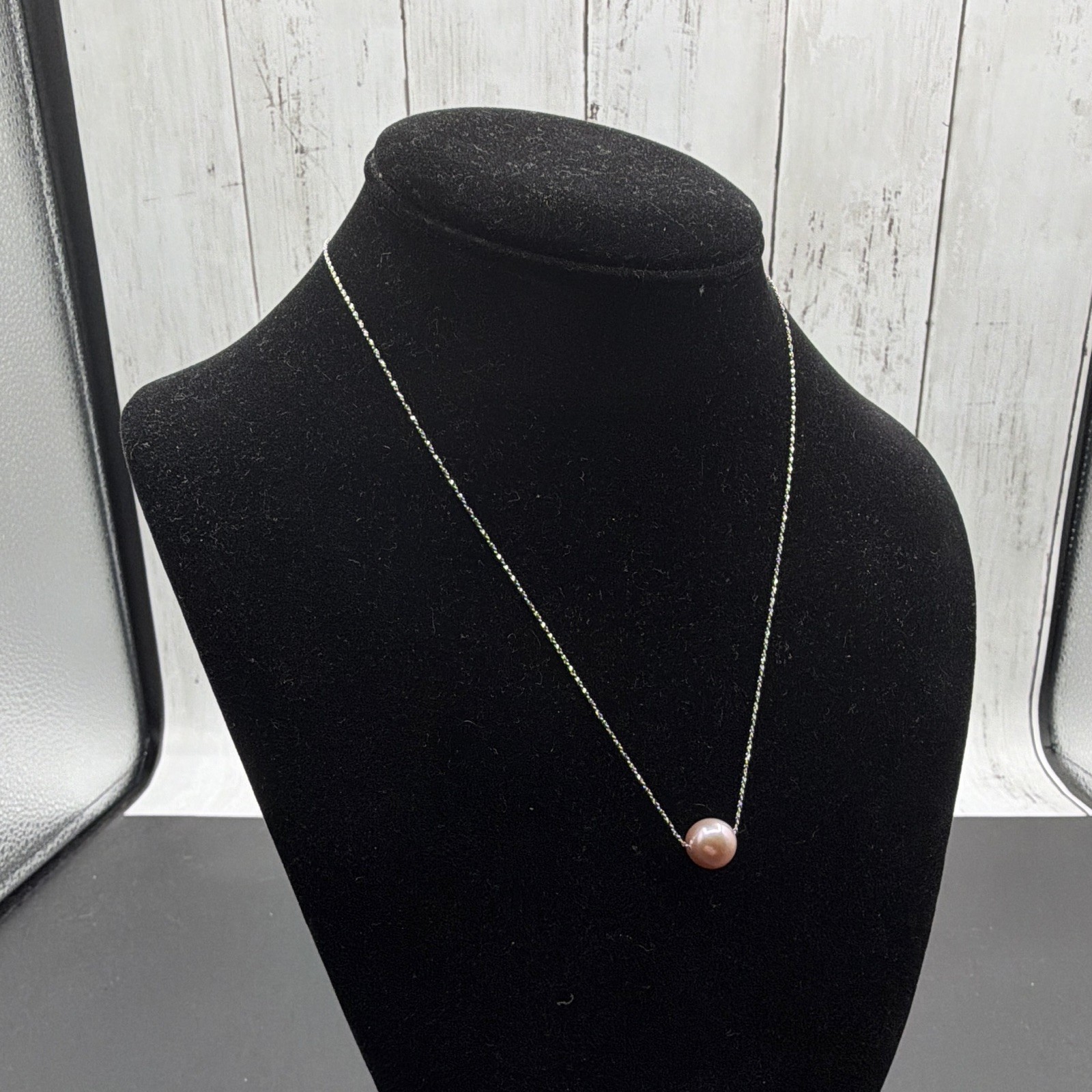 925 SS 18” RP AAA Grade 10mm Peach Floating Pearl Necklace