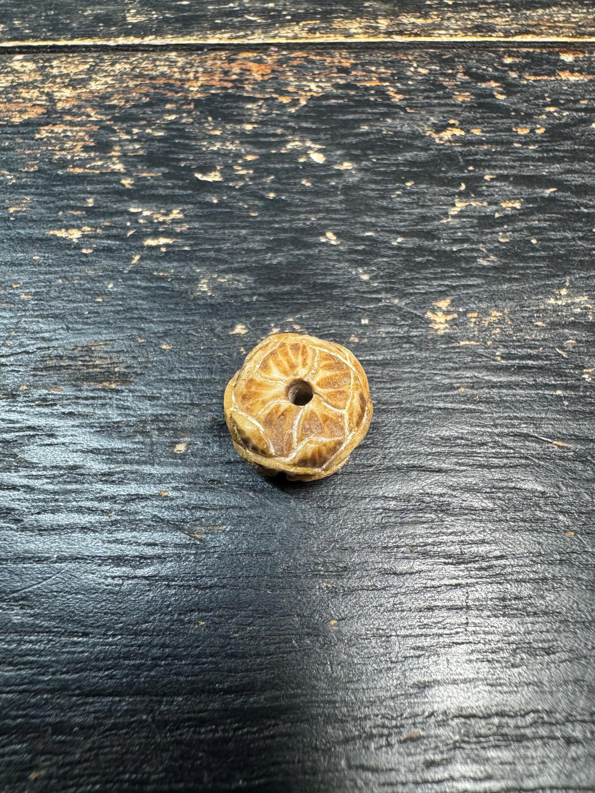 Hand-Carved Lotus Yak Bone Bead | Vintage Style Lotus Guru Bead | Himalayan Flo
