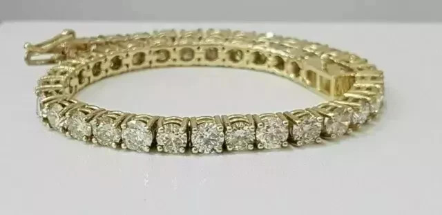 8Ct Round Cut White Moissanite Women’s Tennis Bracelet 14k Yellow Gold Plated
