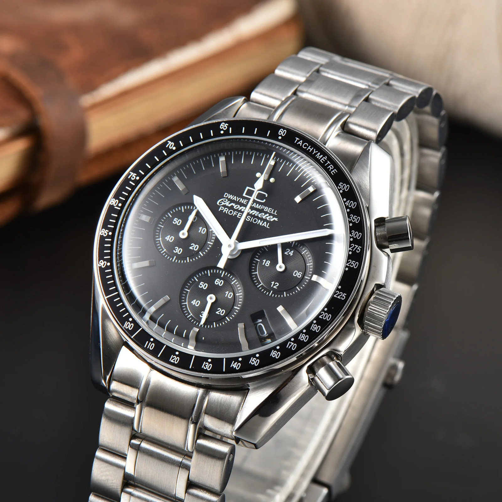 39.7mm VK63 Watch Case Metal Waterproof Moon Back Fit for 20mm Strap