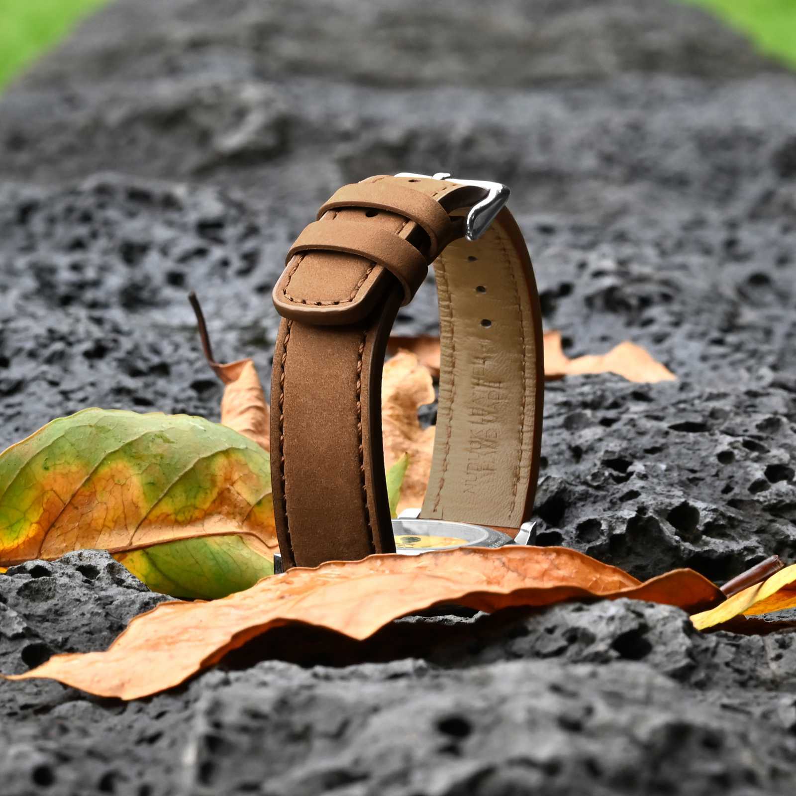 WOCCI Nubuck Top Grain Leather Watch Straps for Men Women Black Brown Green Blue