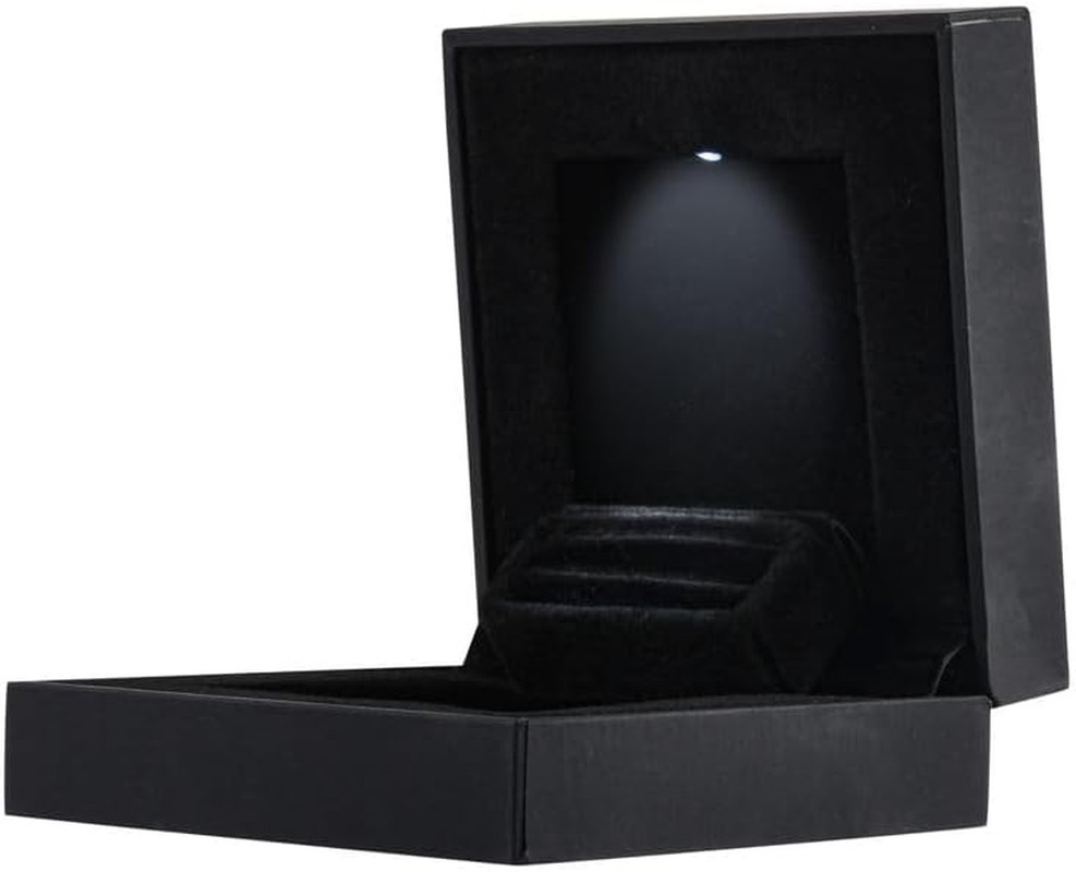 Allure – Slim Ring Box with LED Light, Square Shaped Elegant Flat Diamond Ring C