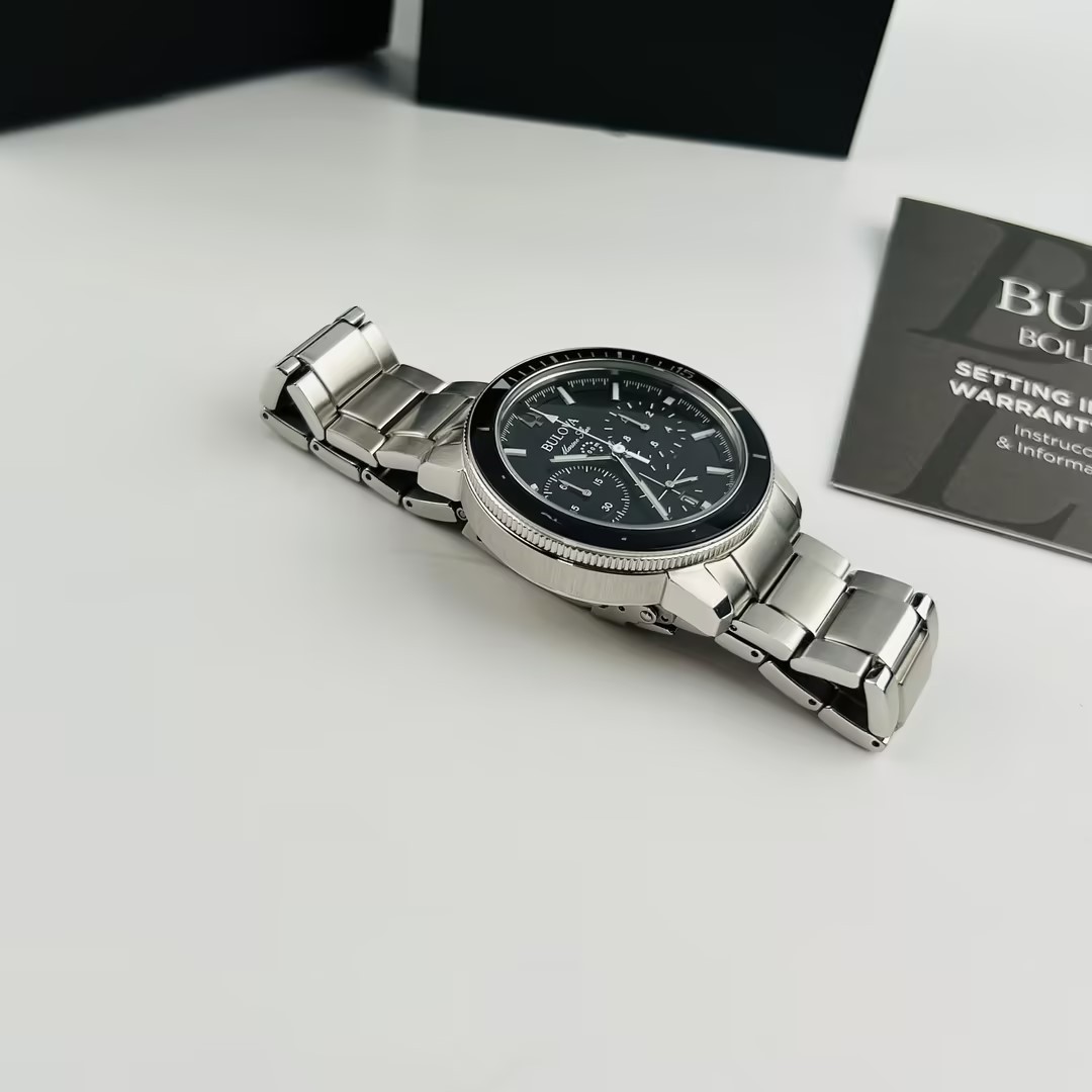 Bulova Marine Star Series C 96B272 Black Dial Chronograph Men’s Quartz Watch New