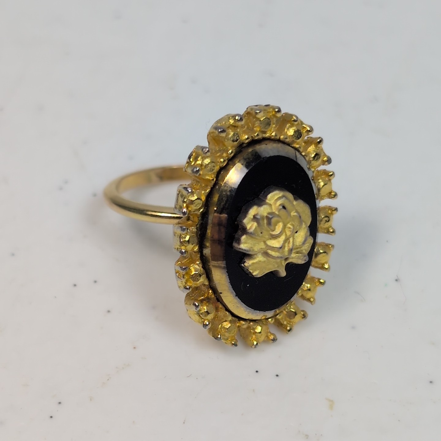 VTG C&C 10k Gold Filled Cocktail Ring Clark & Combs Rose Flower