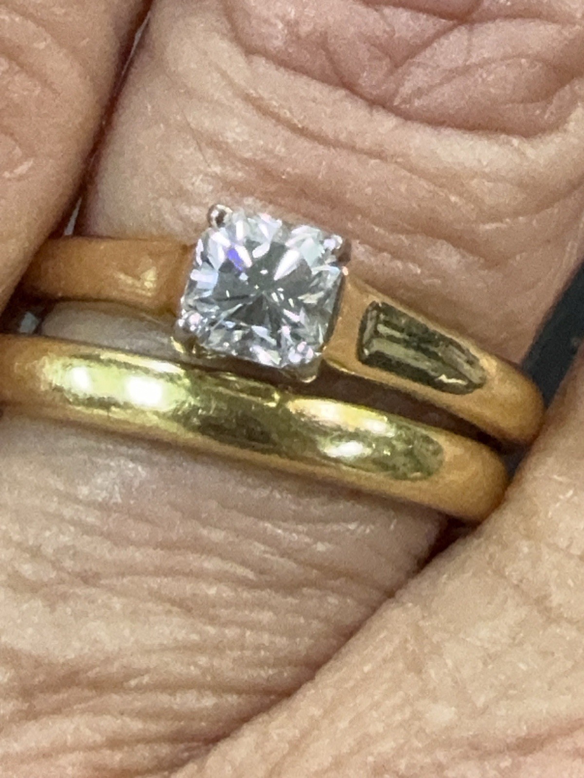 Tiffany & Co Lucida Diamond Ring .61 Carat F VVS1 Set In 18ky Gold W Band