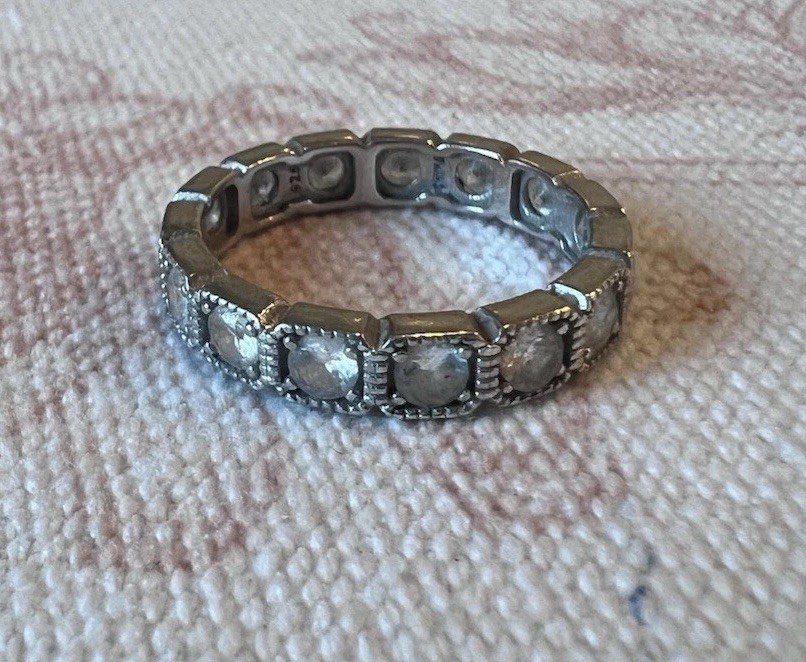 Fuzion Creation FZN Sterling Silver Cubic Zirconia Band Ring 925 Size 8 Read! C9