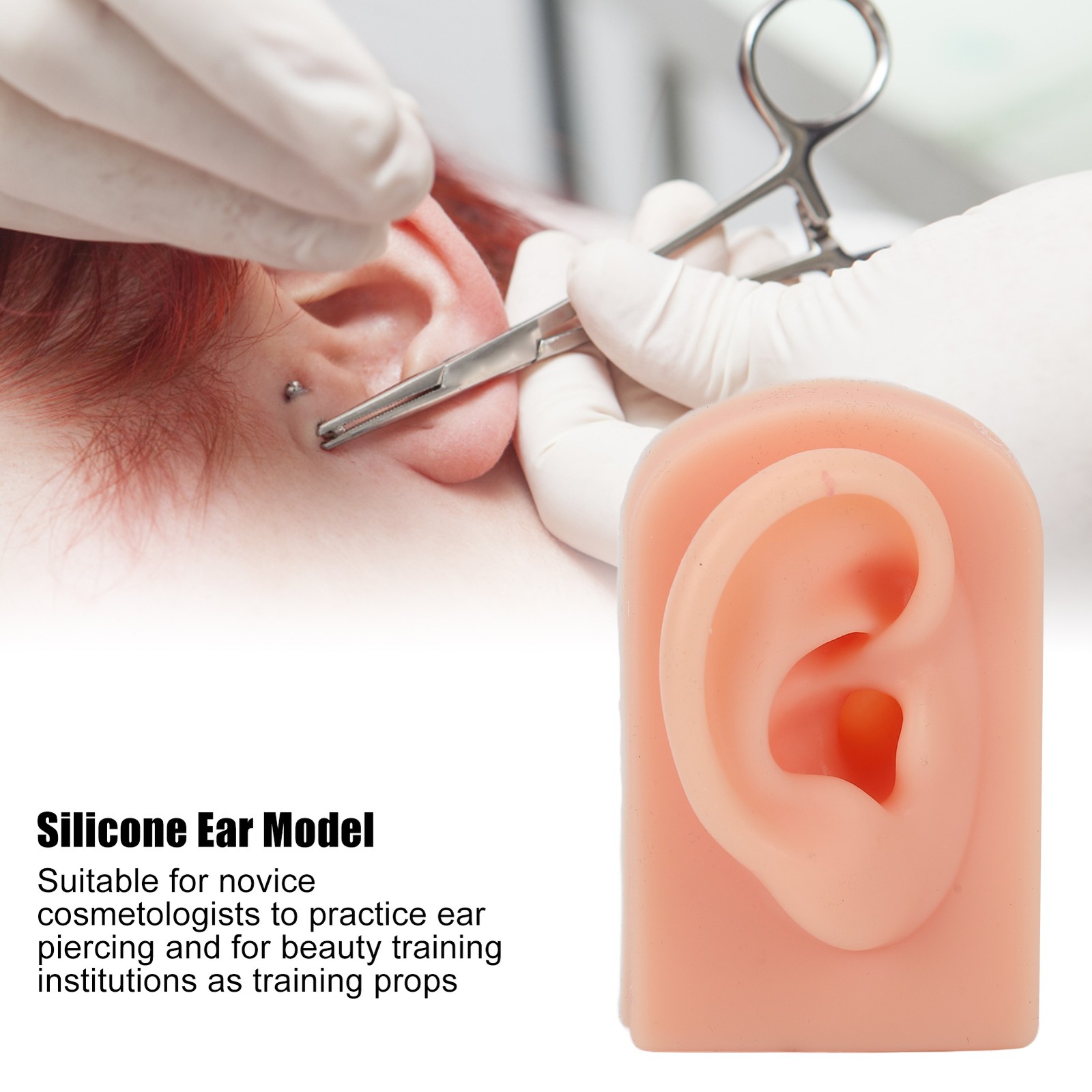Soft Silicone Ear Model Reusable For Piercing Training (Light Complexion)