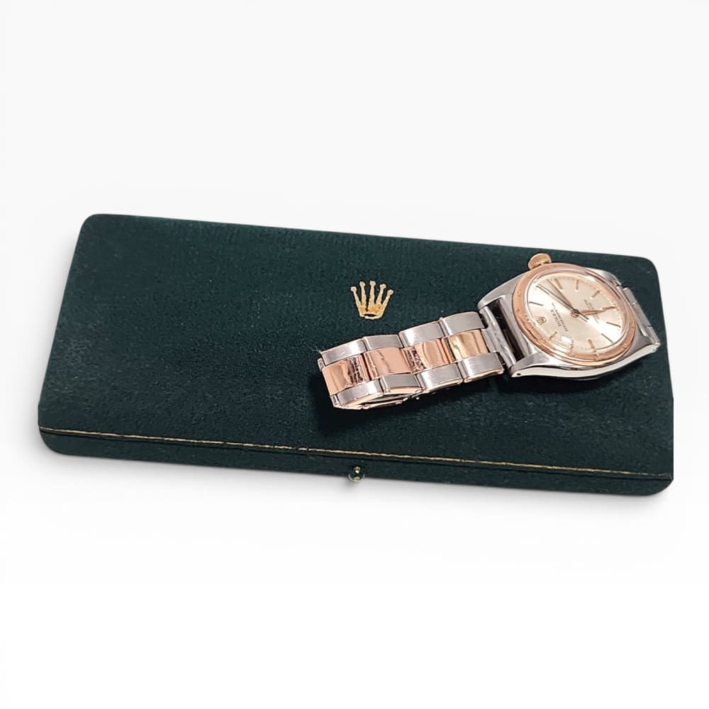 W/Box Vintage Rolex Oyster Perpetual 31 mm Steel 18K Rose Gold Watch 3372