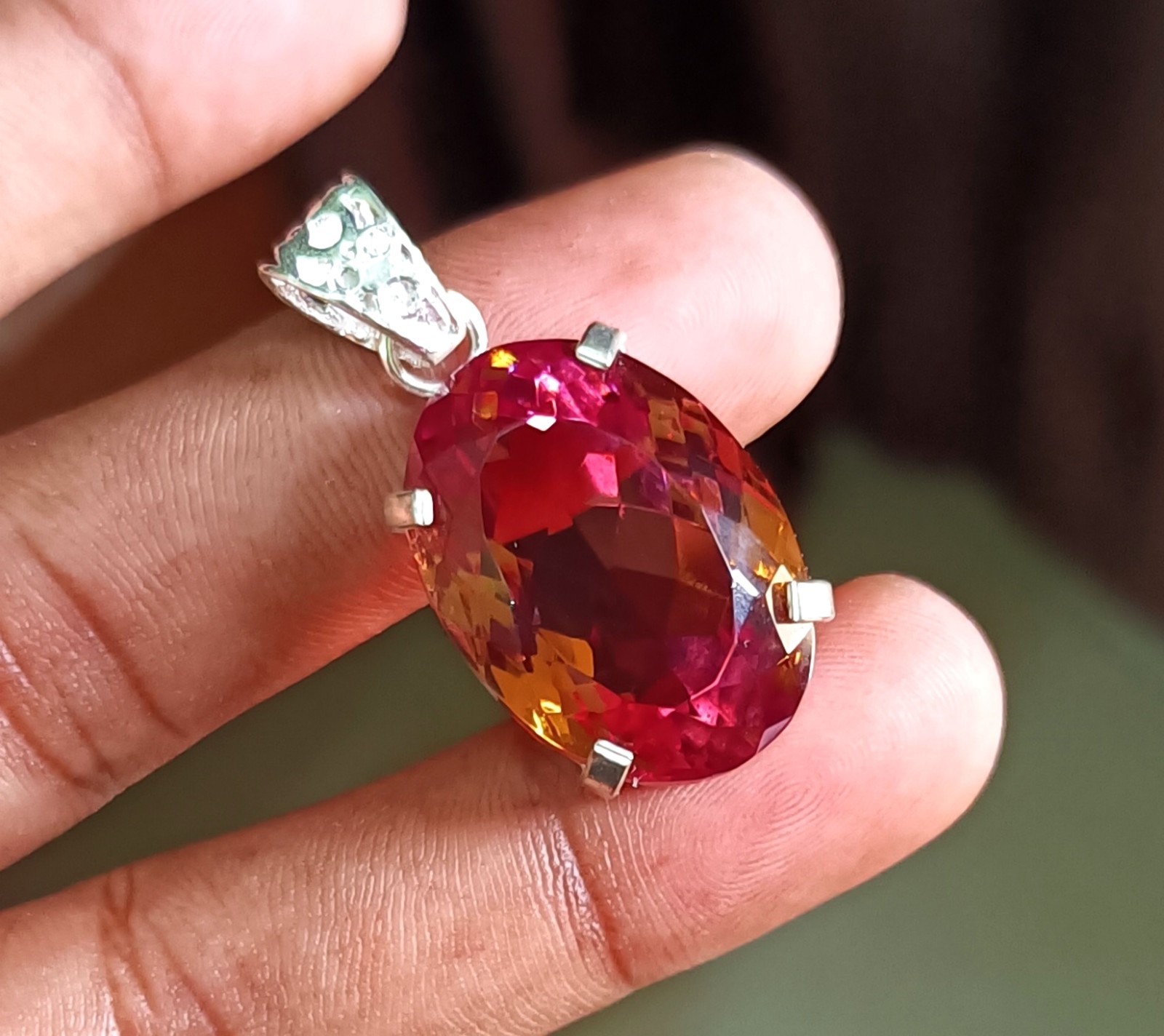 66.20 Ct Natural Zultanite 7 Color Pendant 925 Silver Loose Certified Gemstone