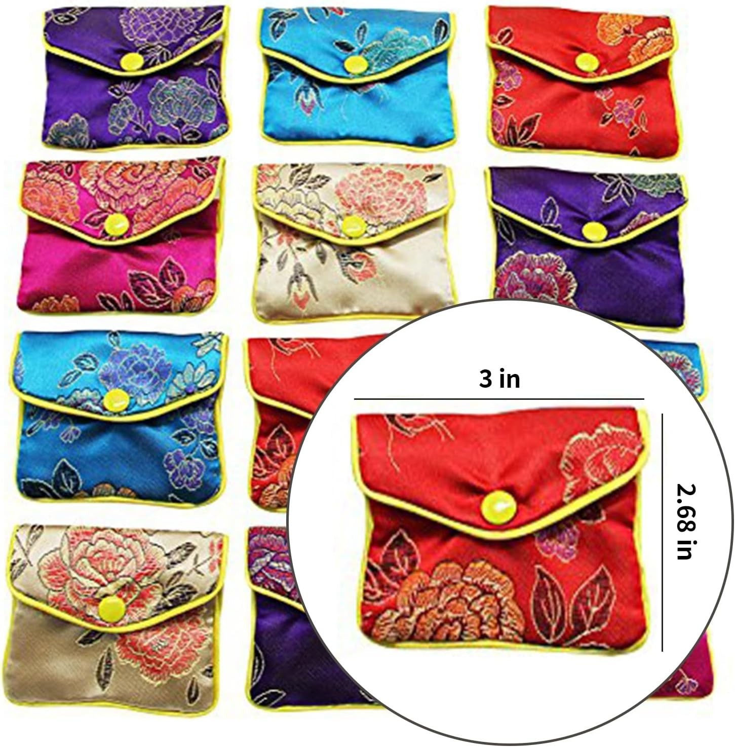 Stylish Small Jewelry Pouches – 12 Floral Zipper Bags for Special Occasions