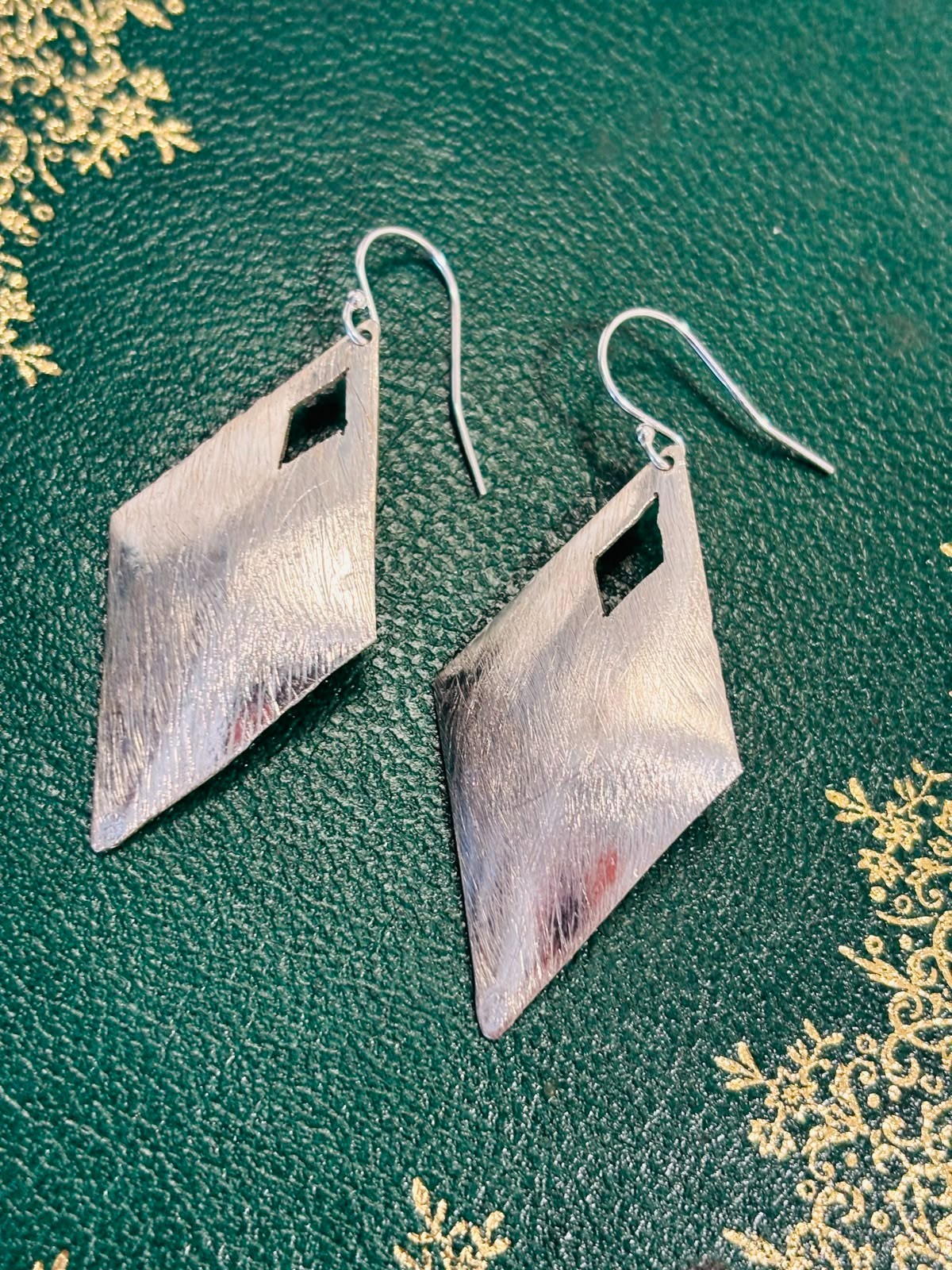 925 Silver 42x22mm Kite Drop Earrings Hook Settings Hand Made In UK HMJ099