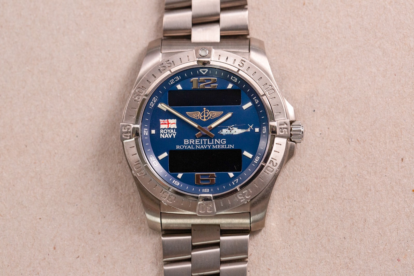 BREITLING Aerospace ROYAL NAVY MERLIN Helicopter – Military Limited Edition NOS