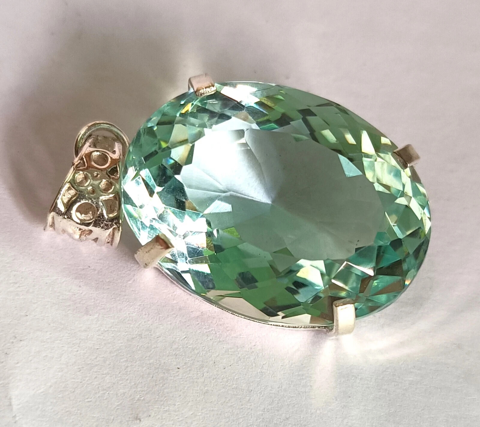 Natural 130 Ct+ Brazilian Oval AQUAMARINE Topaz Pendant 925 Silver Gemstone