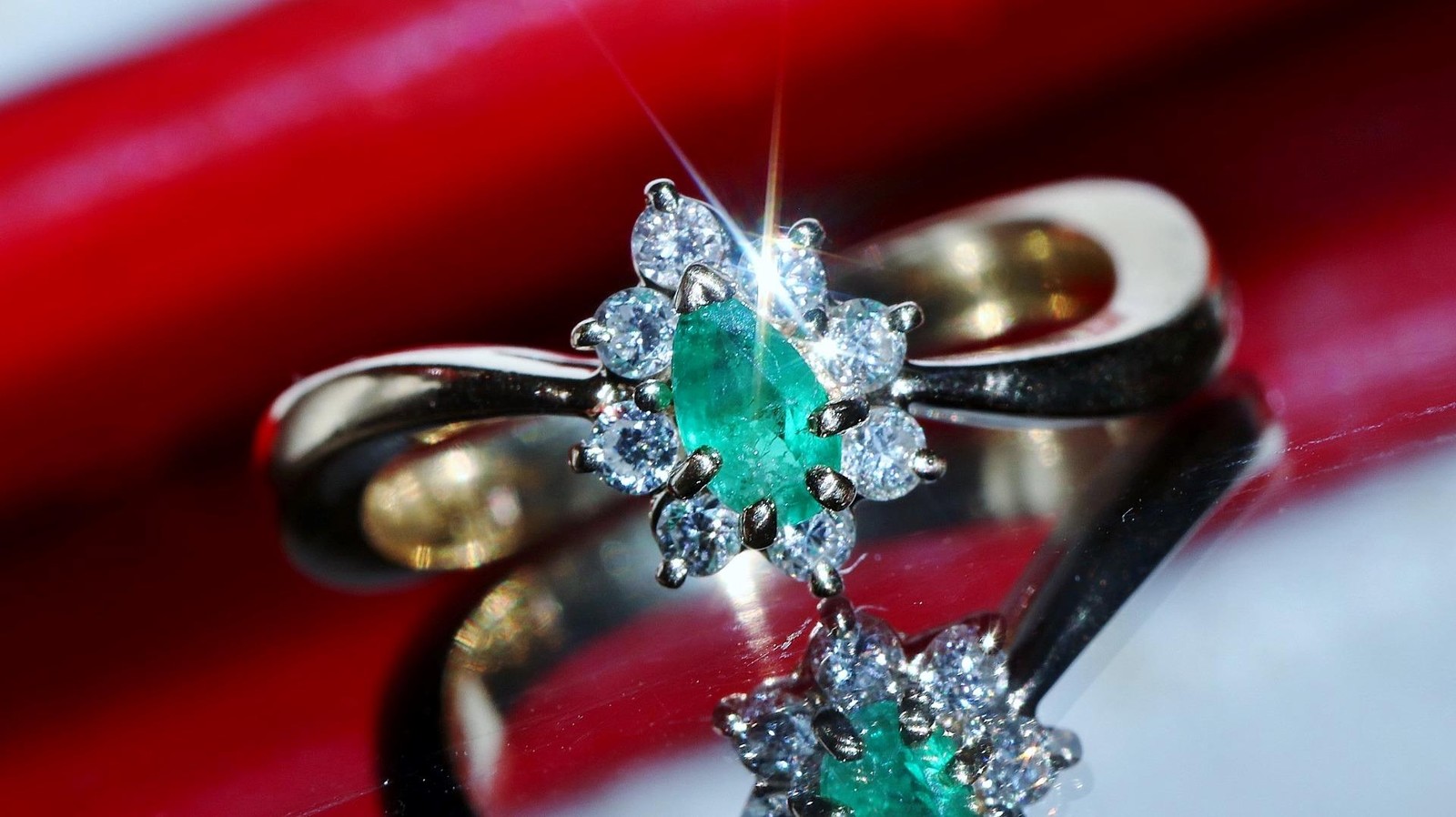14k yellow gold 0.27ct natural diamond sz 4.5 ring emerald vintage treated 2.99g