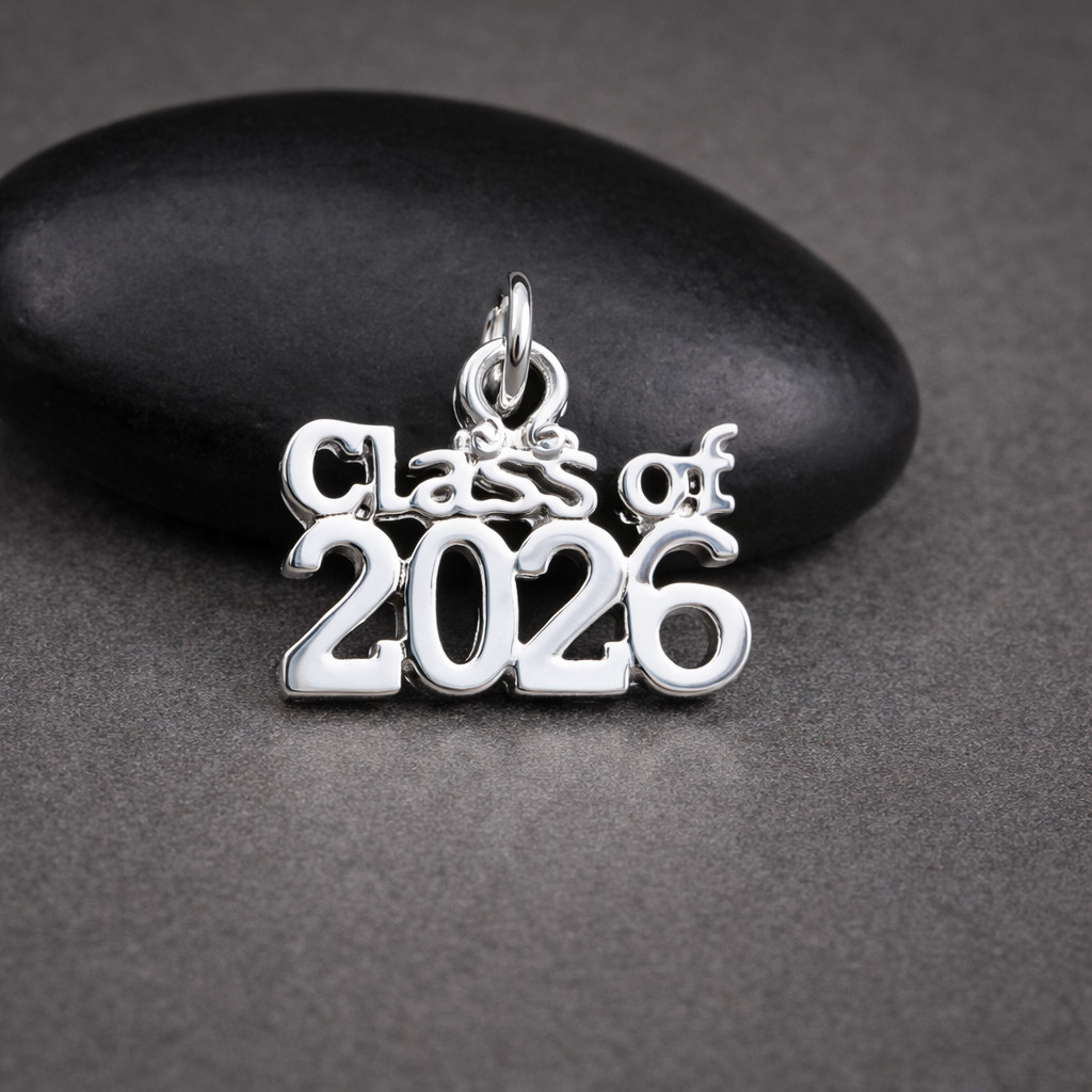 Silver Class of 2026 Charm – Graduation Pendant – High School College Grad Gift