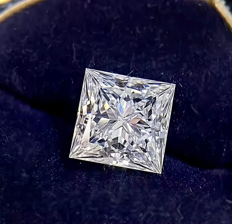 2 Ct Princess Cut Diamond Stone Loose White D Color VVS1 Gemstone +1 free Gift