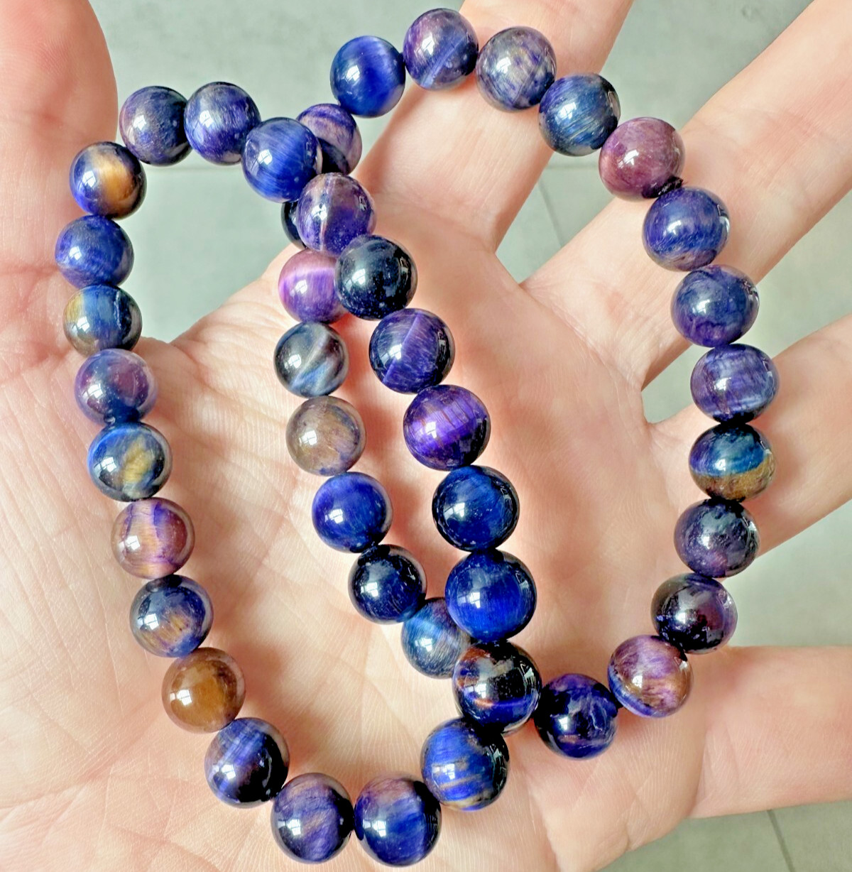 Purple and Blue Sugilite Round Beads Bracelet | Healing Crystal Gift for Her