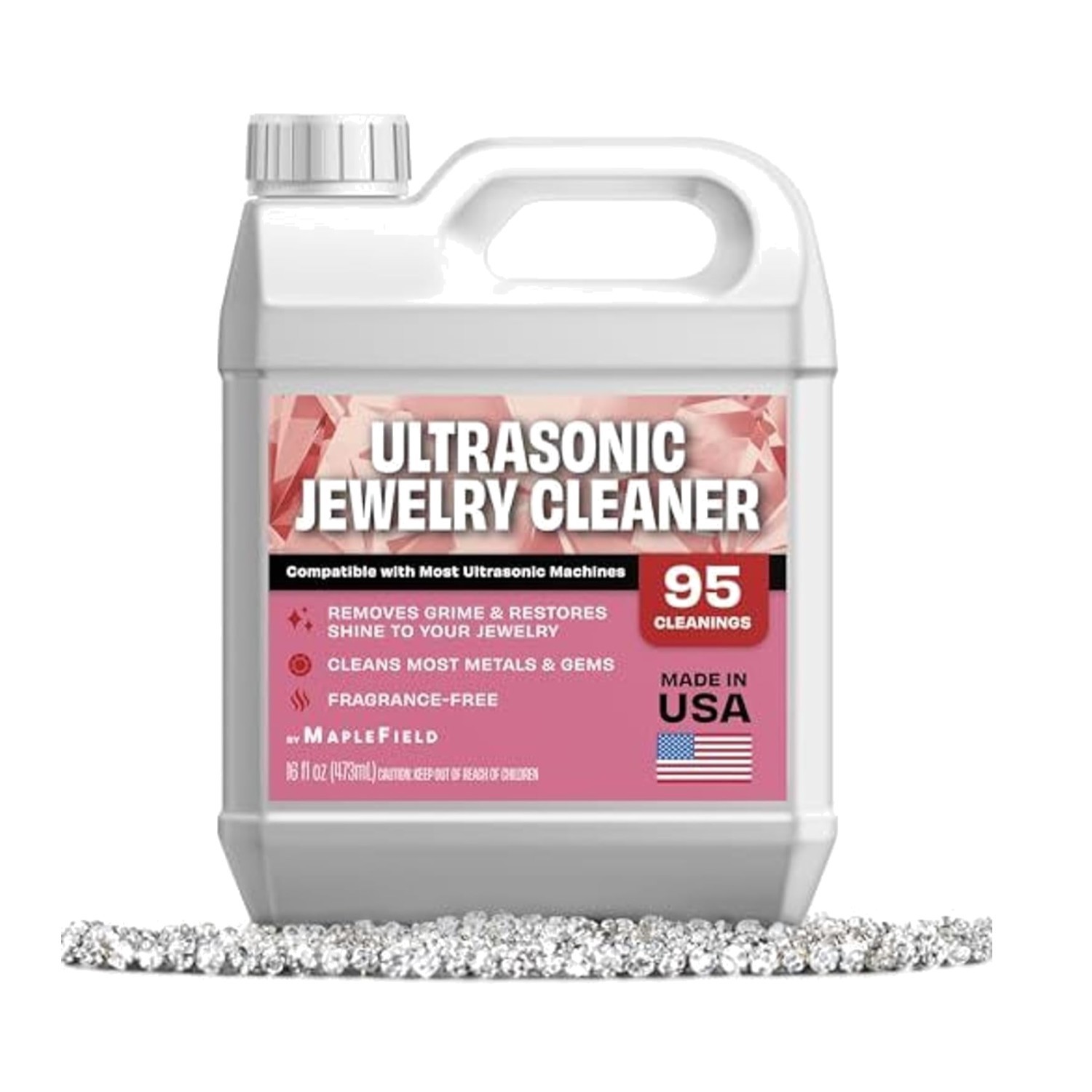 16 Fl Oz Non-Toxic Ultrasonic Cleaner Solution for Jewelry Care & Maintenance