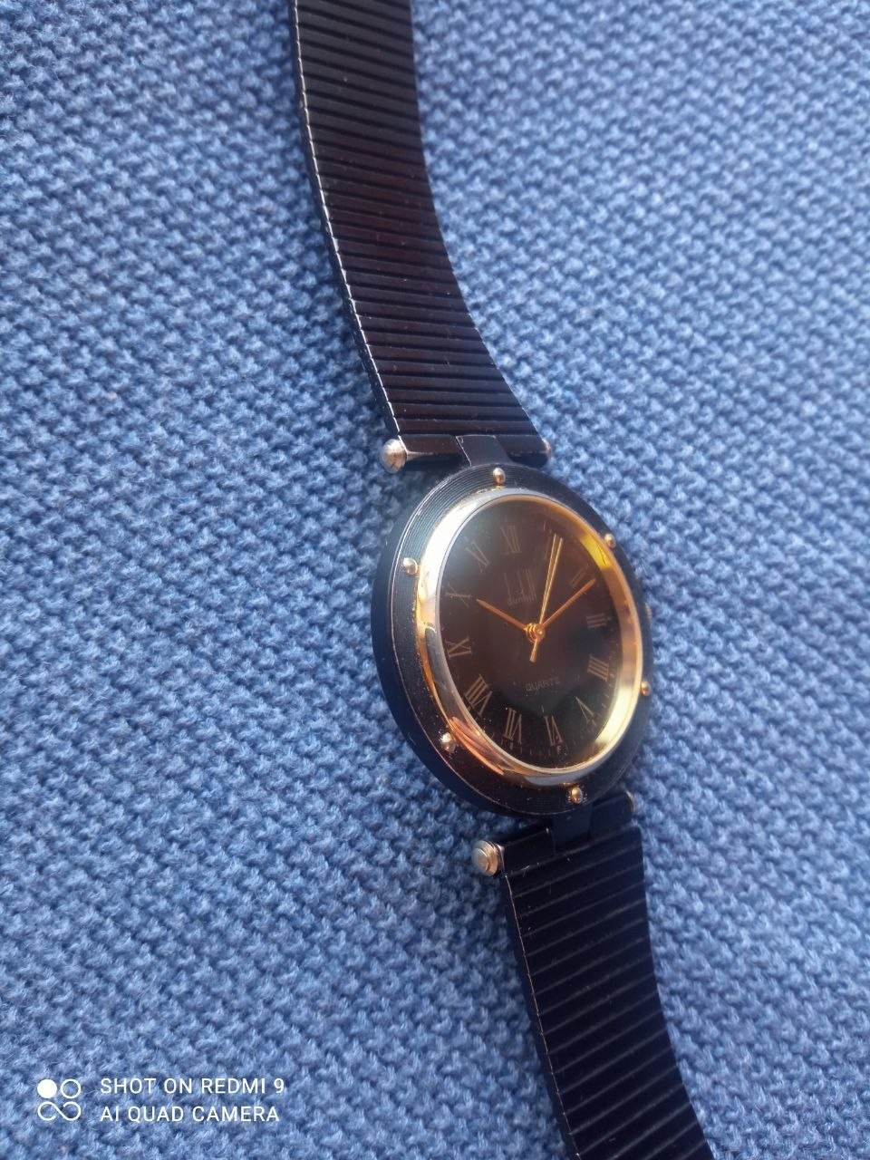 Rare Vintage Dunhill Watch Quartz Two Tone Gold & Black Dial Unisex 32 cm