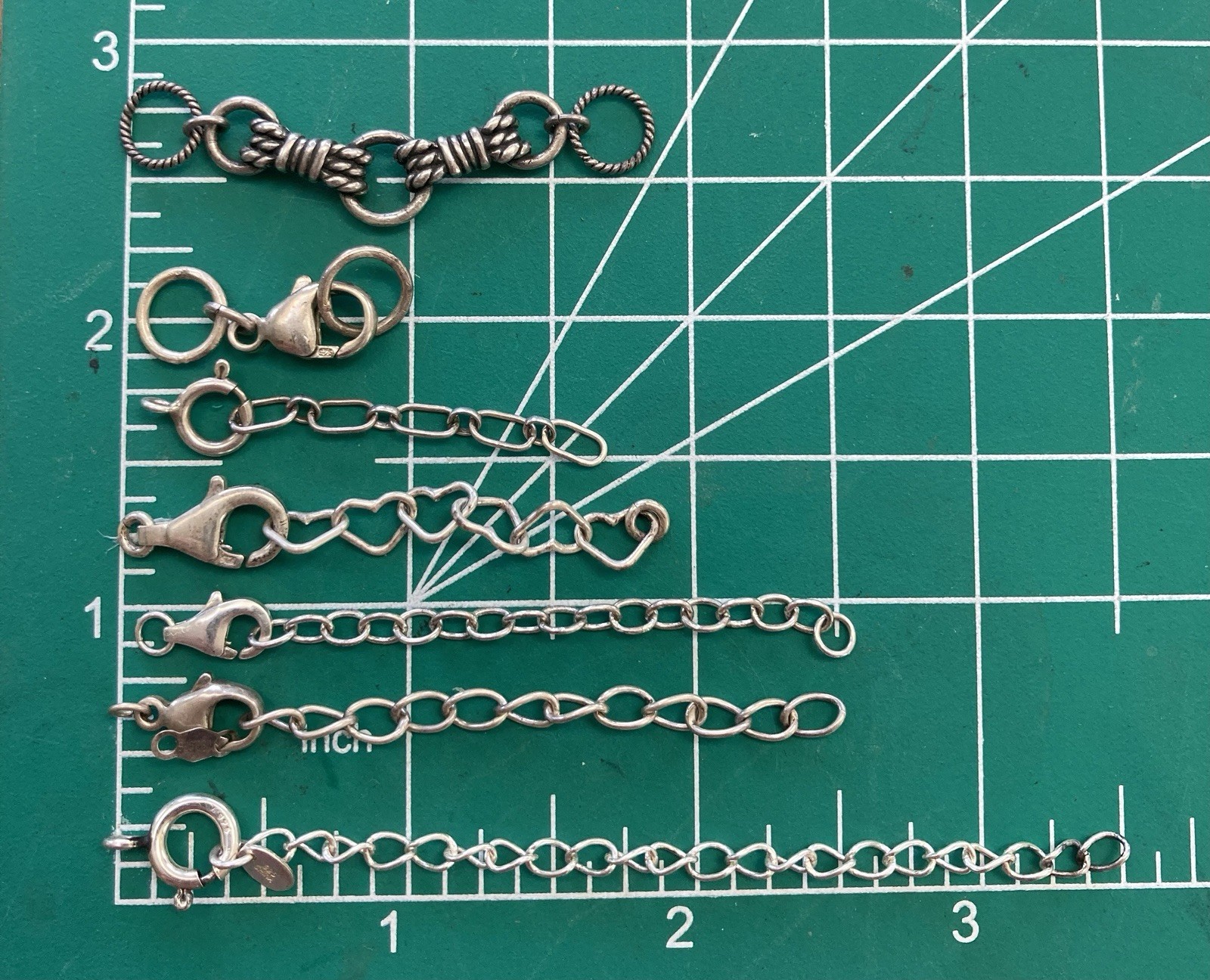 Lot of 6 Clasp Sterling Silver 925 Findings Lobster Assort Extension Chains PLUS