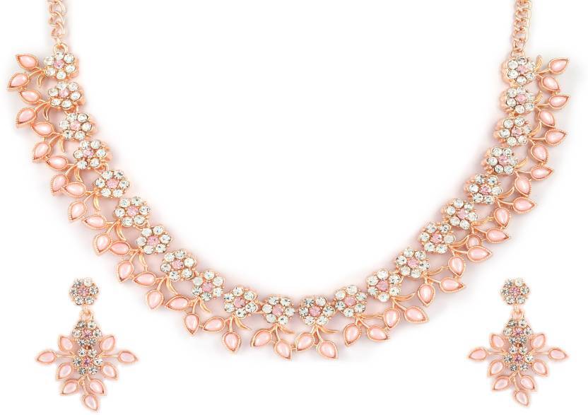 Gold Plated Pink Halloween Thanksgiving Earring & Necklace Set For Women Girls