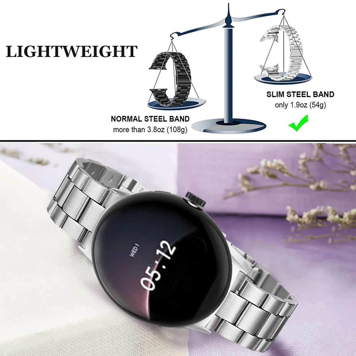 Slim Solid Steel Watch Band for Google Pixel Watch 4 3 2 41 45mm Strap Bracelet
