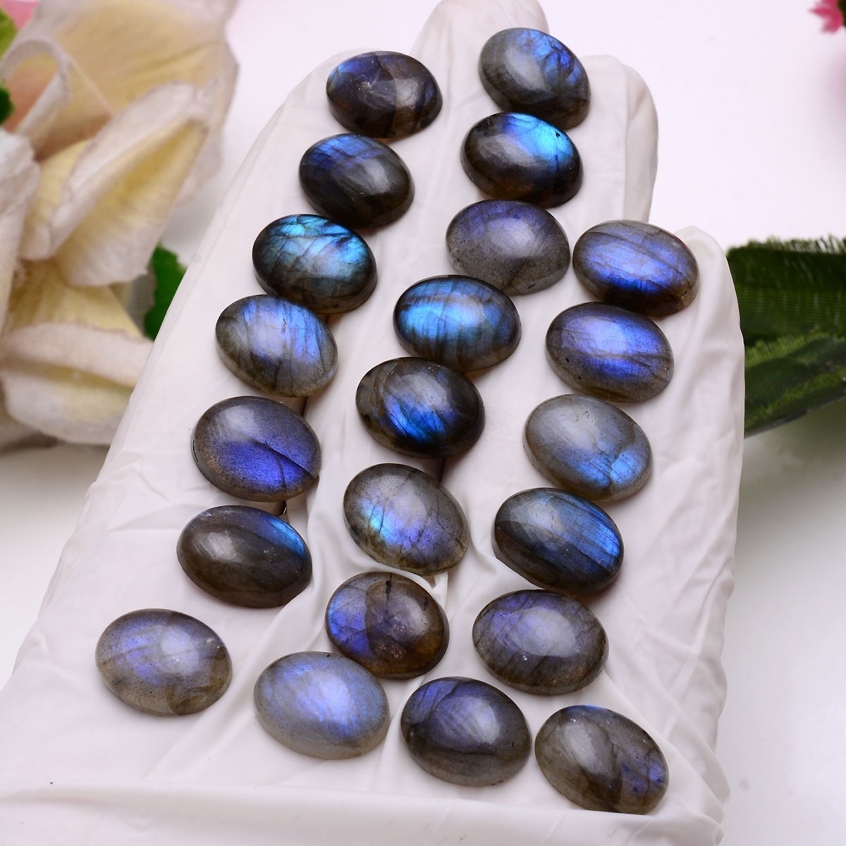 11 Pcs Natural Labradorite Blue Shine 16mmx12mm Oval Cabochon Loose Gemstone Lot