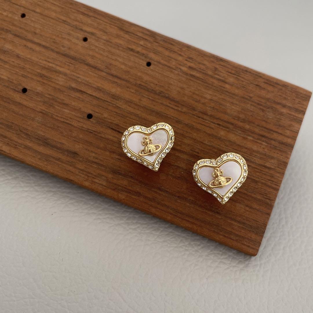 Petra Heart Shell Necklace Earrings Set Gold With Pouch