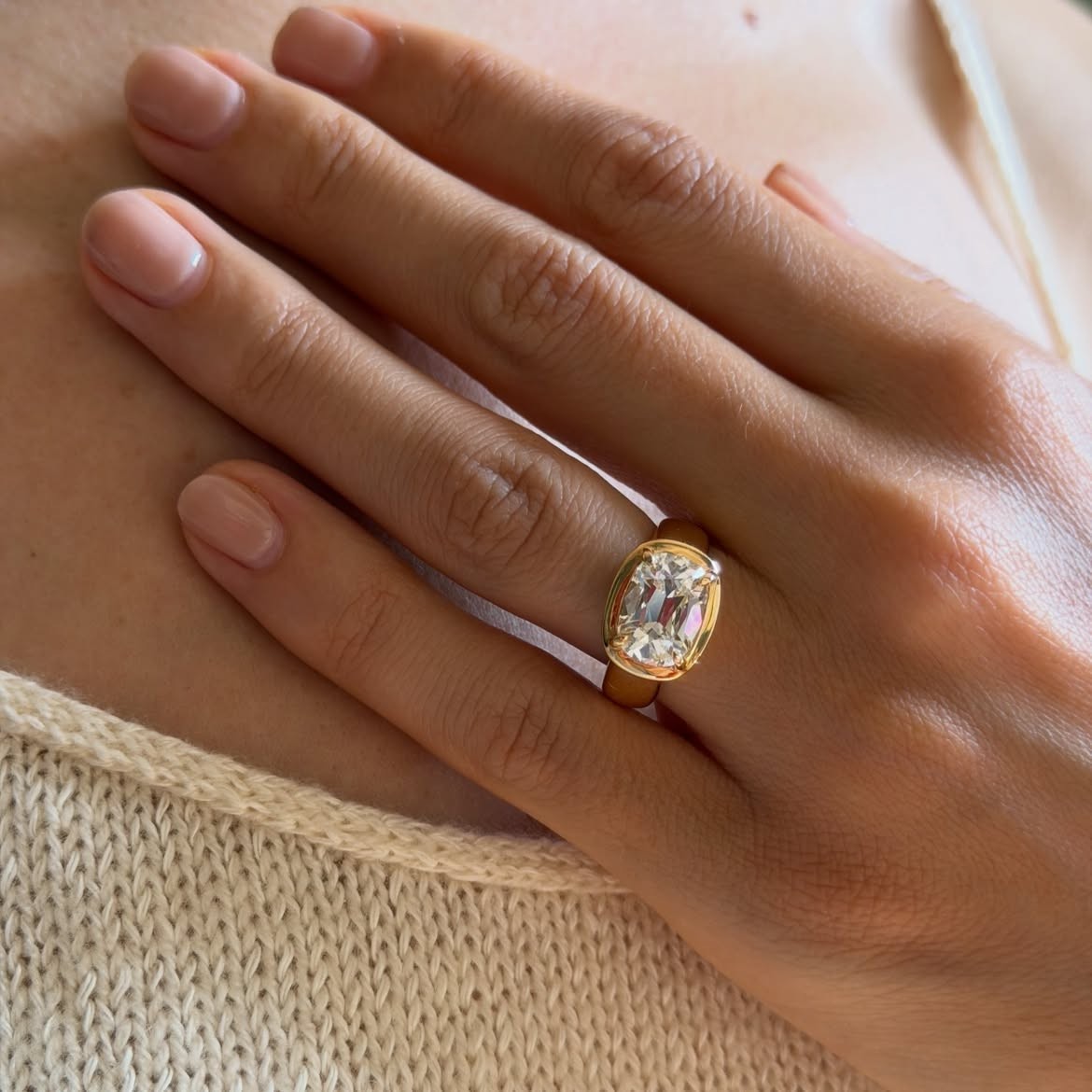 3.59 Ct Oval Cut Diamond Bezel Solitaire Engagement Ring Solid 18K Yellow Gold