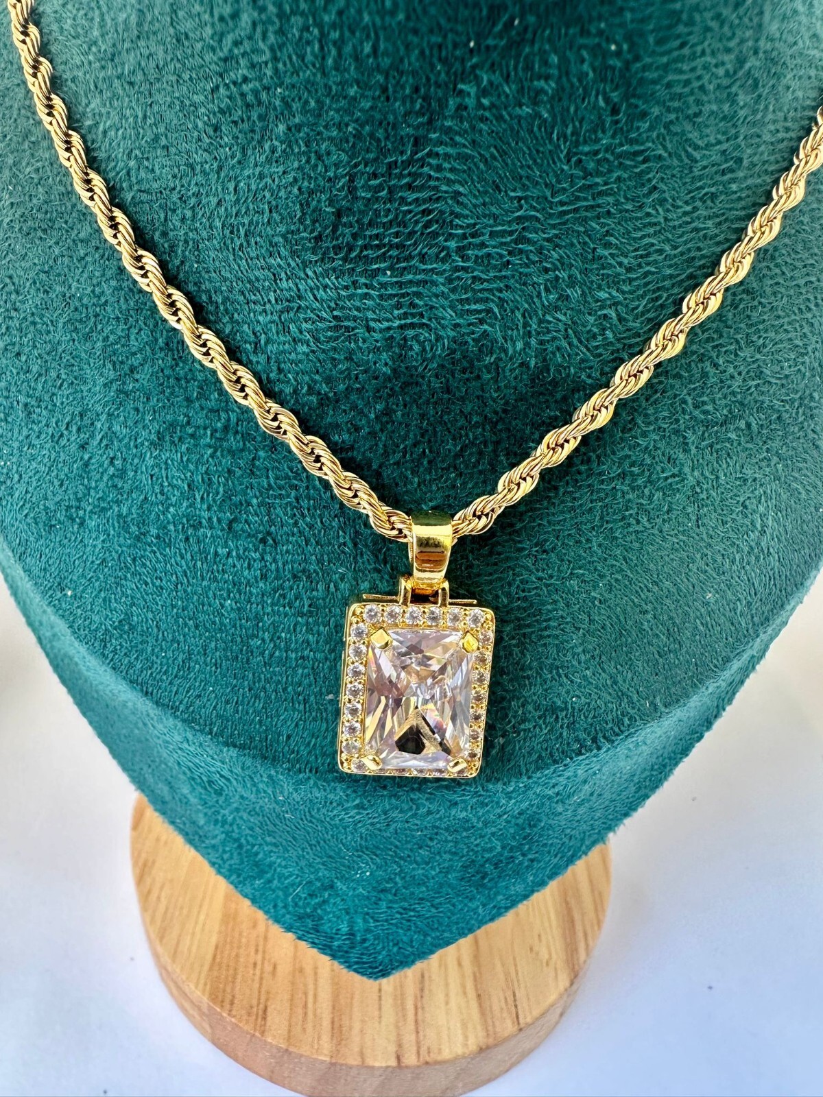 18K gold plated waterproof and tarnish free Singapore Chain with CZ pendant
