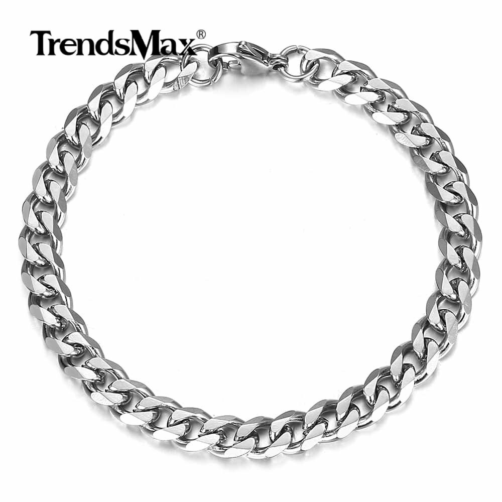 Men’s Chain 3/5/7/9/11mm Stainless Steel Bracelet Silver Curb Cuban Link 7-11″